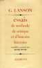 ESSAIS DE METHODE, DE CRITIQUE ET D'HISTOIRE LITTERAIRE. LANSON GUSTAVE