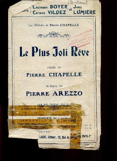 PIERRE AREZZO. LE PLUS JOLI REVE. MELODIE. Livre Rare Book