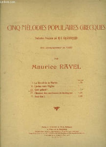 Cinq mélodies populaires grecques, pour piano et chant