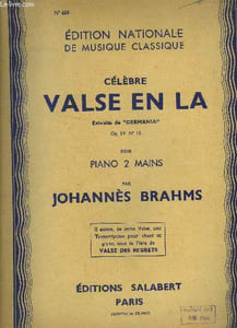 Célèbre valse en la extraite de Germania, op 39 N° 15, pour piano