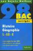 LES SUJETS NATHAN. BAC 98. CORRIGES. HISTOIRE GEOGRAPHIE. L, ES, S.. J. BROCHOT, D. GIROTTO, P. GUEU, A. PICARDA