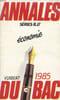ANNALES DU BAC 1985, SCIENCES ECONOMIQUES, SERIE B. COLLECTIF