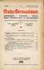ETUDES GERMANIQUES, 7e ANNEE, N° 28, OCT.-DEC. 1952, ALLEMAGNE, AUTRICHE, SUISSE, PAYS SCANDINAVES ET NEERLANDAIS (Sommaire: Anticipations et ...