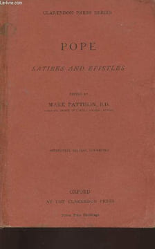 Satires and Epistles. Pope, Pattison Mark