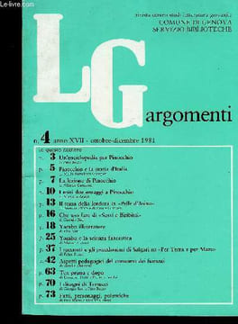 LGargomenti, anno XVII, n°4, ottobre-dicembre 1981 : Un'encyclopedia per Pinocchio, par Pino Boero - Pinocchio e la storia d'Italia, par Maria ...