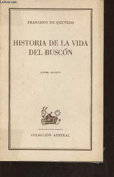 Historia de la vida del buscon. De Quevedo Francisco