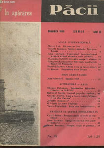 In aparare- Pacii n°54 noviembre 1955- anul IV-Sommaire: Un pas pe loc par Pierre Cot- Sapte capitale. Trei probleme par Claude Morgan- Controlul international asupra armei atomice este posibil par John Bernal- Teatrul popular indian par Balwant Ga