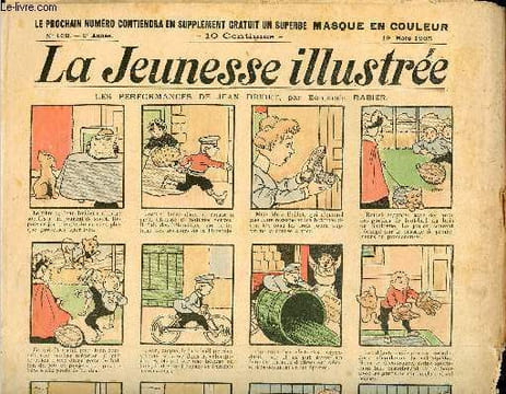 "La Jeunesse Illustrée - n° 108 - 19 mars 1905 - Les performances de Jean Bridet par Rabier - Le financier et ses employés, d'après la fable de La ...