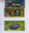 Collection de 3 timbres-poste oblitérés, de Umm Al Quiwain. Série Poisson.. TIMBRE-POSTE