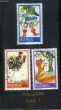 Collection de 3 timbres-poste oblitérés, de Pologne. Chat Botté, Le Corbeau et le Renard.. TIMBRE-POSTE