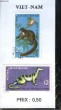 Pochette de 2 timbres-poste oblitérés, du Viet-Nam.. TIMBRE-POSTE