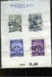 Pochette de 4 timbres-poste oblitérés, de Yougoslavie.. TIMBRE-POSTE