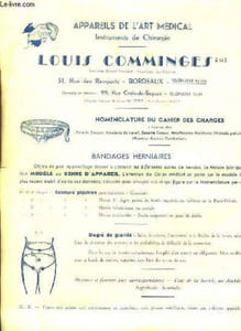 "Affiche ""Louis Comminges - Appareils de l'Art Médical, Instruments de Chirurgie."""