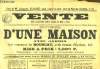 Affiche de la Vente sur Licitation d'une Maison avec Jardin, sis commune du Bouscat. Le 27 juillet 1920. ETUDE DE Me ALAUZE Jacques
