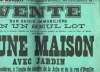 Affiche de la Vente sur Saisie Immobilière, d'une Maison avec Jardin située à Caudéran. Le 25 octobre 1888. ETUDE DE Me. G. BARROY