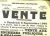 Affiche de la Vente aux Enchères Publiques de 2 étalons : Neuf-de-Mai et Pot-Faro. Le 19 Août 1946. COLLECTIF