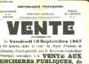 Affiche de la Vente aux Enchères Publiques de 2 Etalons : Oberland (Trait breton) et Nathan (Anglo-Arabe). Le 19 septembre 1947. DIRECTION GENERALE DE ...