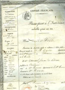 Passe-port à l'intérieur valable pour un an, daté du 25 mars 1856, et signée par le Maire.