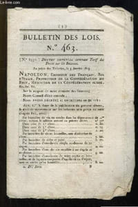 Bulletin des Lois N°463 : Décret Impérial contenant Tarif des Droits sur les Boissons.