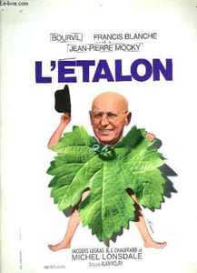 "Affichette de présentation du Film ""L'Etalon"", avec Bourvil et Francis Blanche."