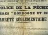 "1 Affiche d'un "" Arrêté Règlementaire de la Police de la Pêche, Rivières Dordogne et Isle""". PREFECTURE DE LA GIRONDE