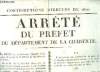 "Affiche d'un ""Arrêté du Préfet du Département de la Charente, le 5 janvier 1820 - Contributions Directes de 1820 """. VICOMTE DE VILLENEUVE