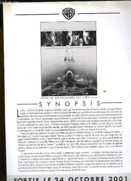 "Brochure de presse du film "" A.I. Intelligence Artificielle "" avec Haley Joel Osment et Jude Law.". WARNER BROS PICTURES
