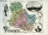 1 carte gravée en couleurs de l'Yonne - N°86.. VUILLEMIN A., gravé parALES - ISIDORE