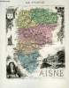 1 carte gravée en couleurs de l'Aisne - N°2. VUILLEMIN A., gravé par DUCHIER E. - ISIDORE