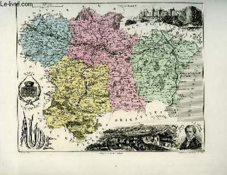 1 carte gravée en couleurs de l'Aude - N°10. VUILLEMIN A., gravé par FILLATREAU