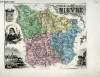 1 carte gravée en couleurs de la Nièvre - N°57. VUILLEMIN A., gravé par VILLEREY - ISIDORE