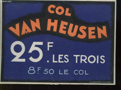 Plaquette publicitaire, des Cols Van Heusen.. COL VAN HEUSEN