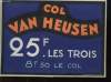 Plaquette publicitaire, des Cols Van Heusen.. COL VAN HEUSEN