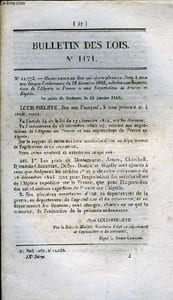Bulletin des Lois N°1171 : Ordonnance du Roi qui ajoute plusieurs Ports ) ceux que désine l'ordonnance du 16 décembre 1843, relative aux Importations de l'Algérie en France et aux Exportations de France en Algérie. Du 23 janvier 1845