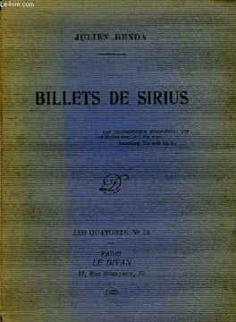 Billets de Sirius. BENDA Julien