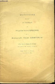 Discours prononcé au mariage de Monsieur Joseph Sarrazin et de Mademoiselle Cécily Malavialle dans l'Eglise de Valence le 19 octobre 1904. ABBE FABRE