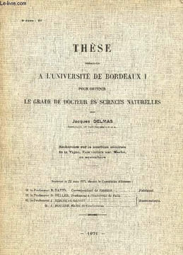 Thèse présentée à l'université de Bordeaux I pour obtenir le grade de docteur ès sciences naturelles, recherches sur la nutrition minérale de la ...