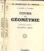 Cours de géométrie première partie : géométrie plane, deuxième partie géométrie dans l'espace en 2 volumes. Vasnier M., Masson H.