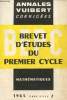 Brevet d'&eacute;tudes du premier cycle math&eacute;matiques 1965 fascicule 7. collecif
