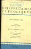 Cahiers universitaires catholiques N° 9-10 , juin juillet 1962. Collectif