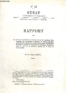 Sénat N° 45. première session ordinaire de 1985-1986. Sénat N° 45 première session ordinaire de 1985-1986. Rapport fait au nom de la commission de ...