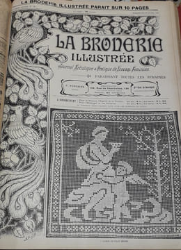 La Broderie Illustrée - Journal artistique et pratique de travaux féminins, 8e année, n°18 (30 avril 1905) : Carré en filet brodé / Robe d'enfant de 1 ...