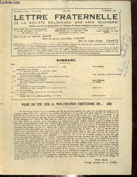 Lettre fraternelle, 35e année, n°155 (février 1956) : Point de vue sur la non-violence chrétienne en... 1682 (PIerre Bayle) / Non-violence et esprit ...