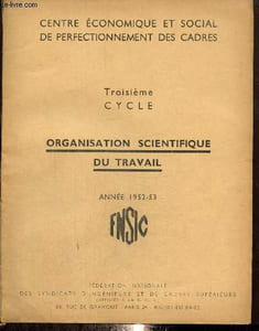 Troisième cycle - Organisation scientifique du travail - Année 1952-53