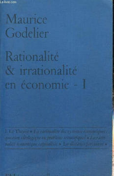 Rationalité & irrationalité en économie, tome I (Petite collection Maspero, n°81). Godelier Maurice