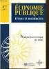 Economie publique, études et recherches, n°7 (janvier 2001) - Analyse économique du droit - Trusting Constitutions (Bruno S. Frey, Alois Stutzer, ...