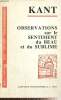 "Observations sur le sentiment du beau et du sublime (Collection ""Bibliothèque des textes philosophiques"")". Kant