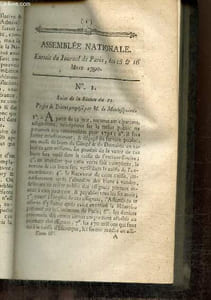 Extrait du Journal de Paris, des 15 & 16 Mars 1790 - N°1 - Projet de décret proposé par M. de Montesquiou (vente des biens du clergé) - Remplacement et abolition de la gabelle - Discussion sur les lettres de cachet