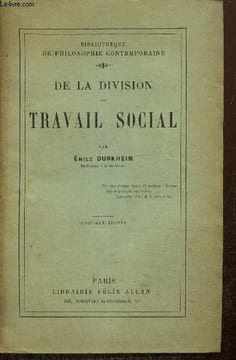 De la division du travail social (Bibliothèque de Philosophie Contemporaine). Durkheim Emile