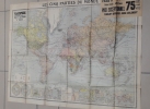 Carte : Les cinq parties du monde - PLanisphère comprenant toutes les possessions coloniales, chemins de fer, lignes de navigation, principales lignes ...